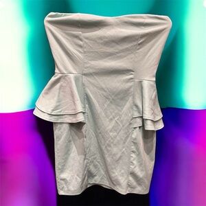 Touch me Strapless Ruffle Dress blouse pit to pit 14in length 25in MEDIUM TEAL